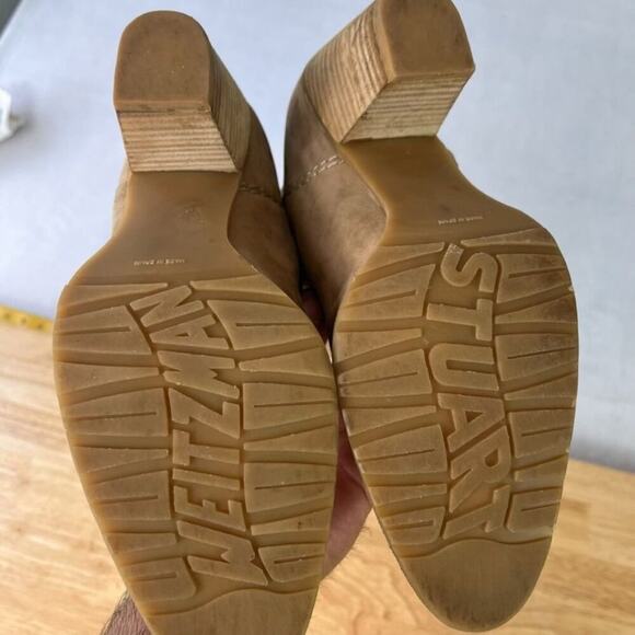 Stuart Weitzman Ankle Booties Womens 8:5 M Tan Nubuck Leather Tasseled Side Zip - Picture 9 of 13